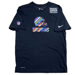Nike Cleveland Browns Shirt Men's Medium Black Dri Fit NFL Crucial Catch Cancer